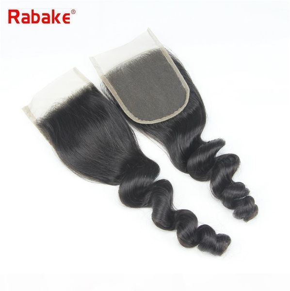 

rabake loose wave closure 4x4 swiss lace closure brazilian loose wave virgin remy hair extensions peruvian malaysian indian human hair, Black