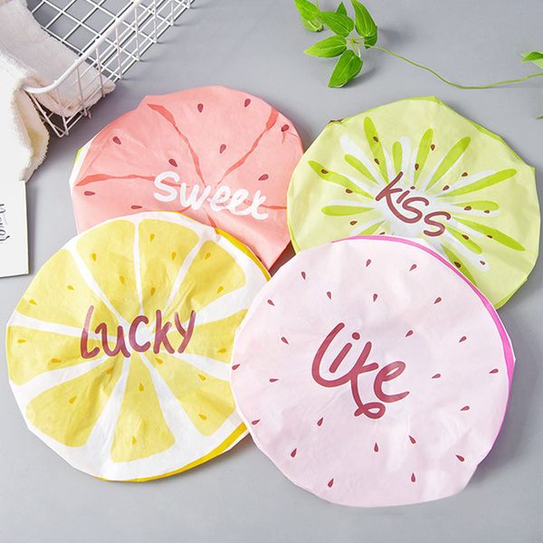 

cute cartoon fruit pattern waterproof shower bathing cap waterproof, elasticity is good soft and portable