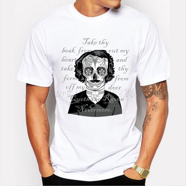 

new fashion edgar allen poe sugar skull design creative printed customized male casual hipster funny tee sweatshirt hoodie t shirt