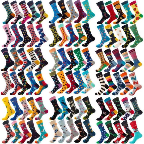 

10 pairs colorful mens socks hip-hop skateboard happy combed cotton funny crew socks for christmas gift calcetines de hombre1, Black