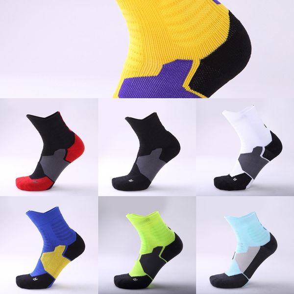 

men's and women's elite socks non-slip breathable sweat-absorbing spring and summer sports socks thickened towel towel basketballb, Black