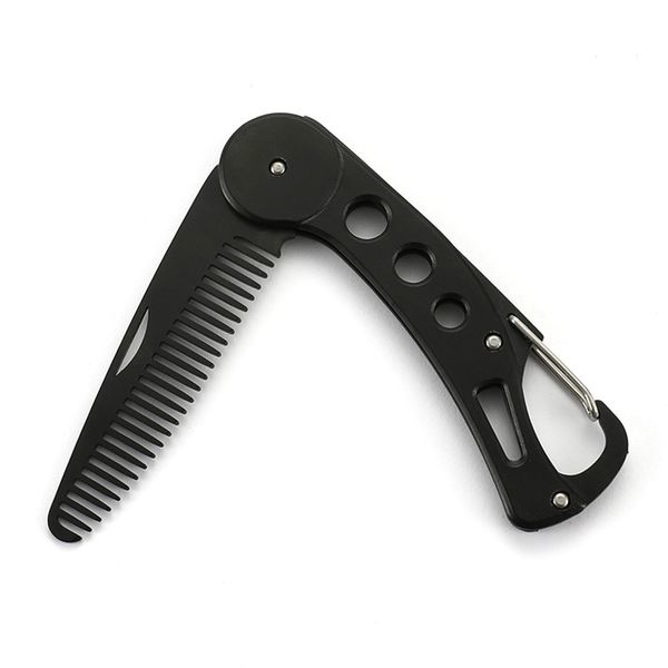 

foldable steel hair comb portable travel hair brush folding detangling beard comb anti-static oil slick hairstyling w10057, Silver