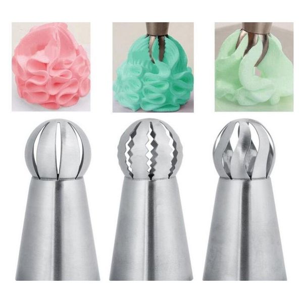 

3pcs/set cake icing nozzles russian piping tips lace mold pastry cake decorating tool stainless steel kitchen ba jllnbl home003