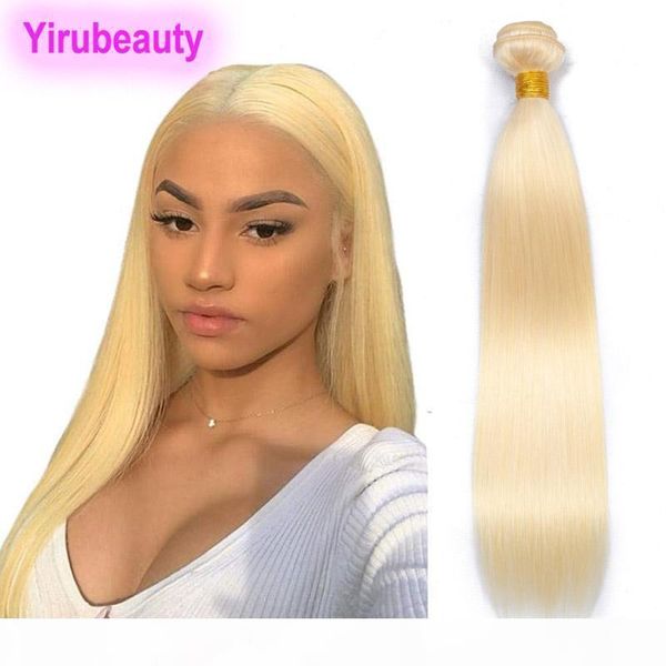 

malaysian human hair straight light blonde color 613# one bundle straight hair weaves double wefts blonde, Black