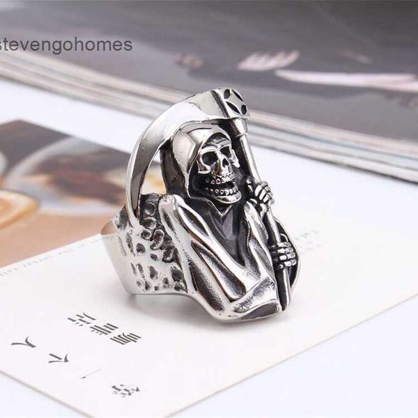 

sickle titanium skull ring stainless death steel jewelry, Silver