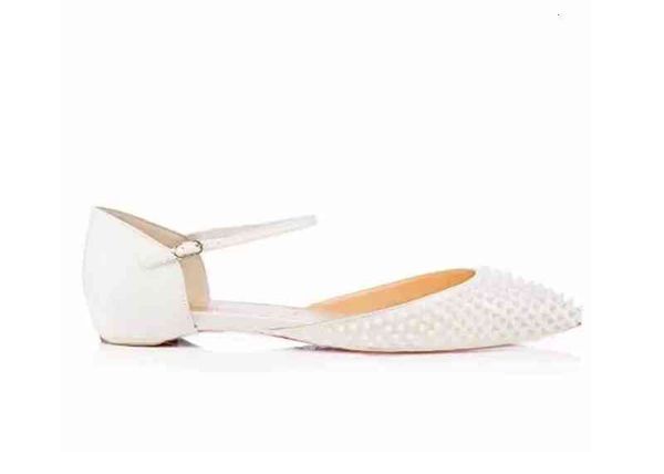 

summer luxury-brand sandals lady pointed toe studded red bottom planet choc ankle strap slippers women flats party dress wedding with, Black