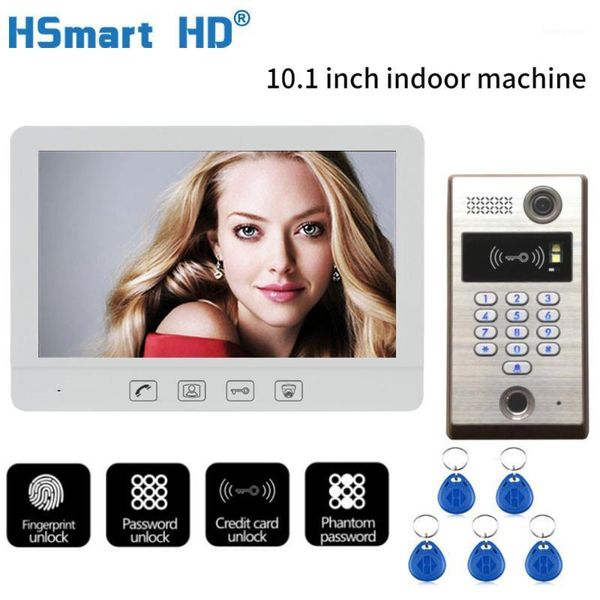 

video door phones wired 10.1 inch phone intercom entry system 1 monitor + rfid password fingerprint hd camera1