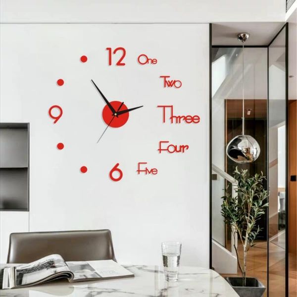 

wall clocks 2021 diy clock modern design 3d sticker silent home decor living room mirror watch horloge1