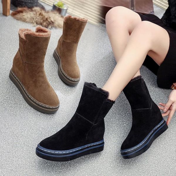 

dm614 inner increase snow boots women 2020 winter new fashion plus velvet korean warm female short boots, Black