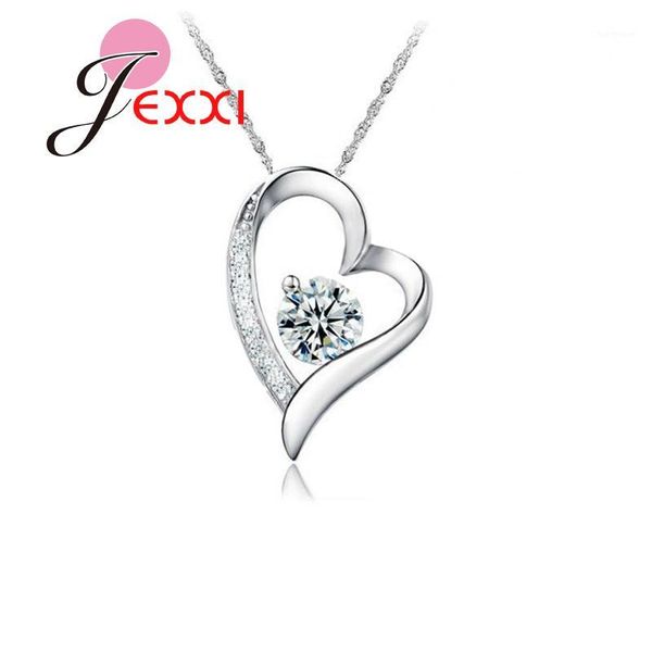 

jexxi new fashion sweet heart simple 925 sterling silver white&purple cubic zirconia pendant necklace for women birthday gift1