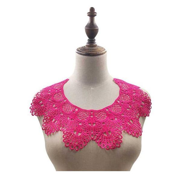 

1pc embroidered lace fabric neckline collar fake collar sewing applique diy guipure ribbon trim neckline weddi qyluwf, Blue;red
