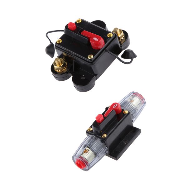 

2 piece 12v-24v inline waterproof circuit breaker 100amp with manual reset switch