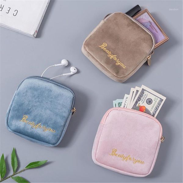 

multifunction women makeup bag plush cosmetic bag pouch case toiletry diaper sanitary napkin tampon storage1
