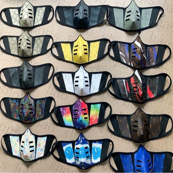 

dustproof pu leather unsiex breathe face mask fashion print men women durable mouth masks outdoor sports proteoutletx1an