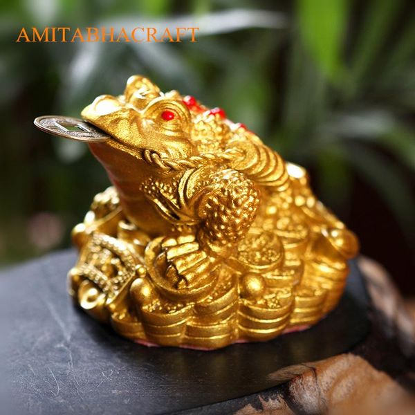 

lucky fortune golden forg china feng shui three-legged toad ornaments opening gift desk home living room crafts