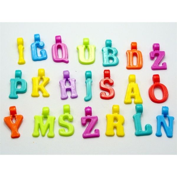 

200 assorted colorful acrylic alphabet letter charm pendants 17mm y200730