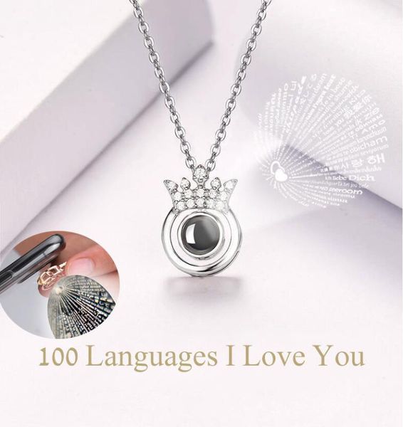 

fashion necklace new 100 languages i love you valentine's day present memory projection necklace women jewelry gift#bl51, Silver