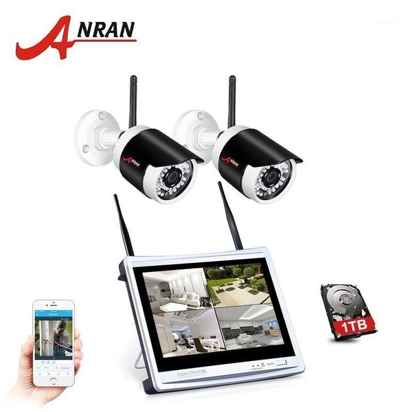 

p2p 4ch cctv wireless nvr kit 12 inch monitor 2pcs 36 ir 960p hd wifi outdoor ip camera surveilance system hdd disk1