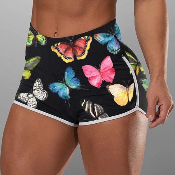 

high-waist hip stretch yoga shorts workout fitness summer breathable quick-dry sports legging gym running clothing kg-500, White;red