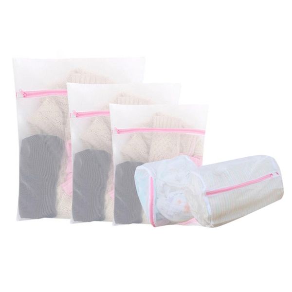 

5pcs set laundry clothing bag mesh wash bag with zipper washing machine for bra lingerie container laundry bags