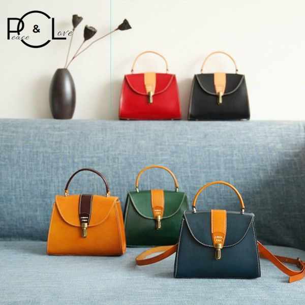 

women bag 2020 genuine leather handmade contrast temperament fashion designer luxury new handbags crossbody messenger shoulder