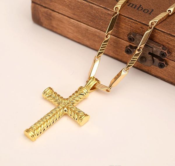 

women solid gf gold pendant god men's k jewelry fashion 18 necklace christian cross gift factory lines wholesalecrucifix charms jllbu, Silver
