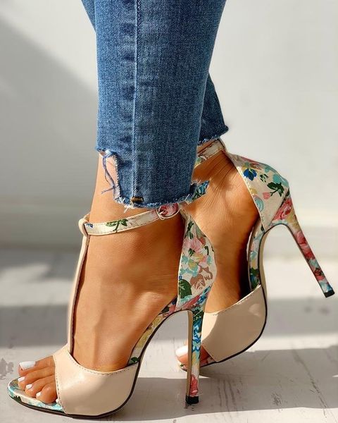 

loozykit 2020 spring womens summer exquisite open toes shoes flowers increased stiletto super high heels sandals t200529, Black