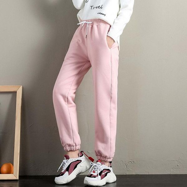 

women's pants & capris 2021 winter women gym sweatpants workout fleece trousers solid thick warm female sport running pantalones mujer, Black;white
