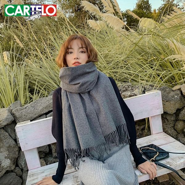 

cartelo female hijab headband solid soft women scarf cashmere scarves ladies summer shawl wrap autumn winter pashmina y201007, Blue;gray
