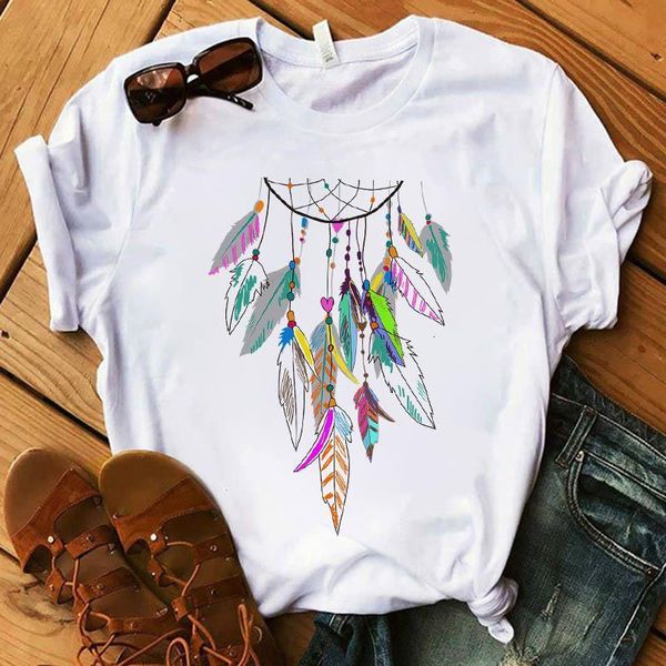 

dreamcatcher t shirt women harajuku tshirt summer women 2021 aesthetic tshirt women kawaii clothes camisetas mujer, White
