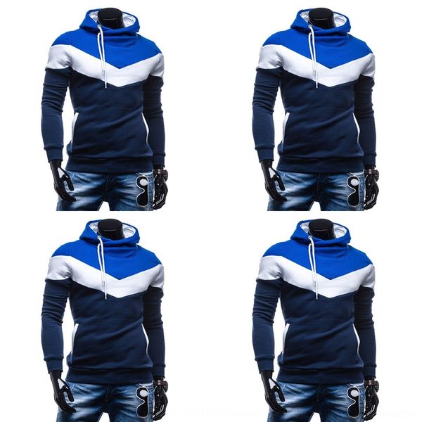 

971ti men's 2020 spring korean men's color slim hooded pullover matching fit and wool fleece sweater thick woolw36 zdajf, Black