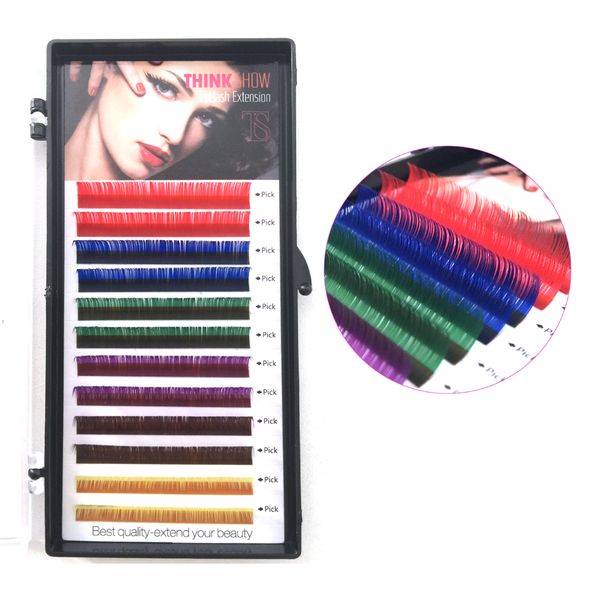 

false eyelashes colorful eyelash korea silk extension c/d curl 0.10mm synthetic eye lash