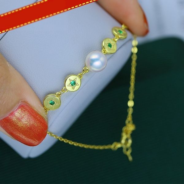 

myk9b diy jewelry material diy accessories sterling silver women's pearl accessories fashion star bracelet empty carrier bracelet acces, Golden;silver