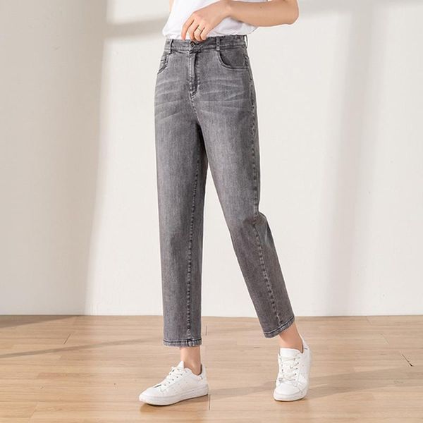 

women's jeans waist women high harem mom cotton denim pants, Blue
