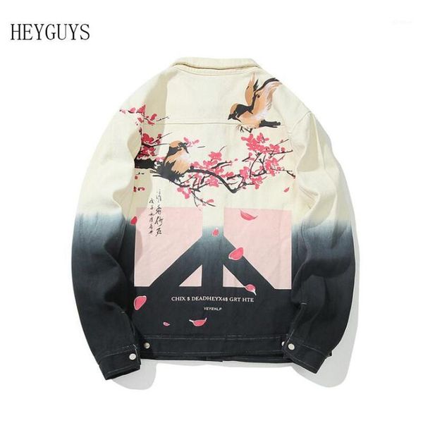 

nagri streetwear denim jackets men hip hop flower jeans coat long sleeve chinese style 2020 fashion mens casual jacket cotton1, Black;brown