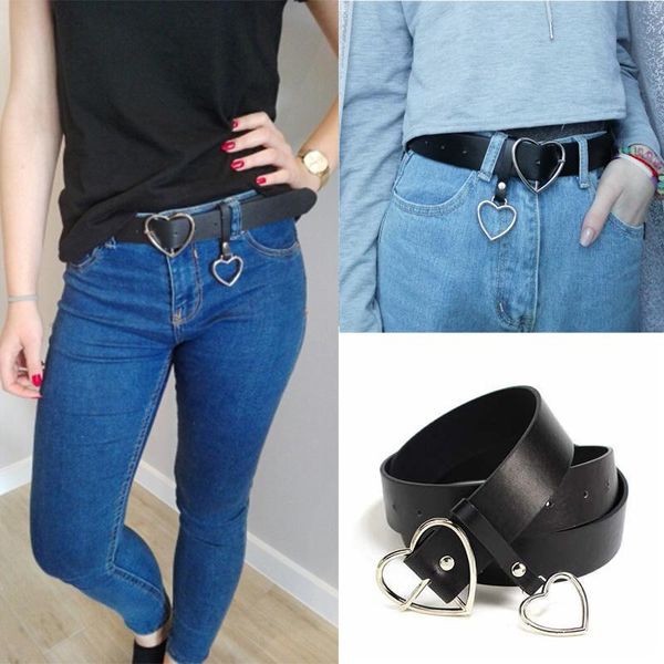 

harajuku pu кожаные ремни для женщин металлические harajuku pubuckle сердце ремень пояс на поясе свадьба платье джинсы декор для дам, Black;brown