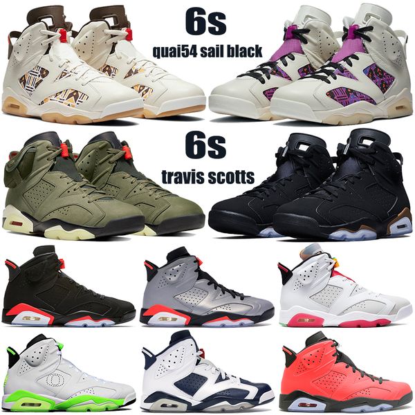 

new 6 6s jumpman mens basketball shoes dmp travis scotts quai54 sail brown oregon ducks black white hare men sneakersfa