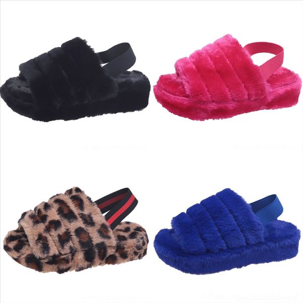 

ef5z mules shoes woman round toe fur slipper size warm plush new plush socofy open toe furry outdoor slides slippers footwear big, Black