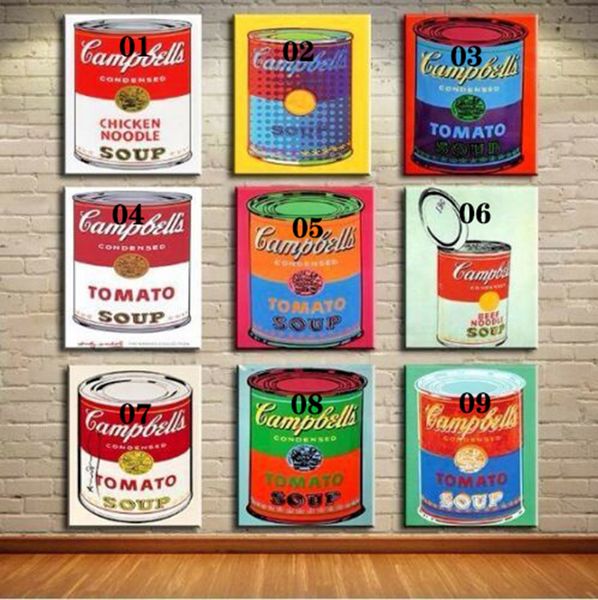 

andy warhol campbell's soup 9 pcs set 20x30" home decoration handpainted oil paintings on canvas wall art pictures 201017