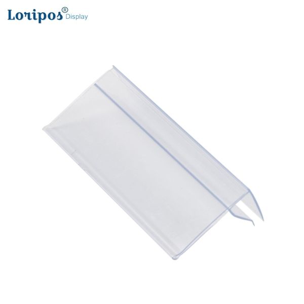 

plastic label sign holder clip for glass shelf product information display