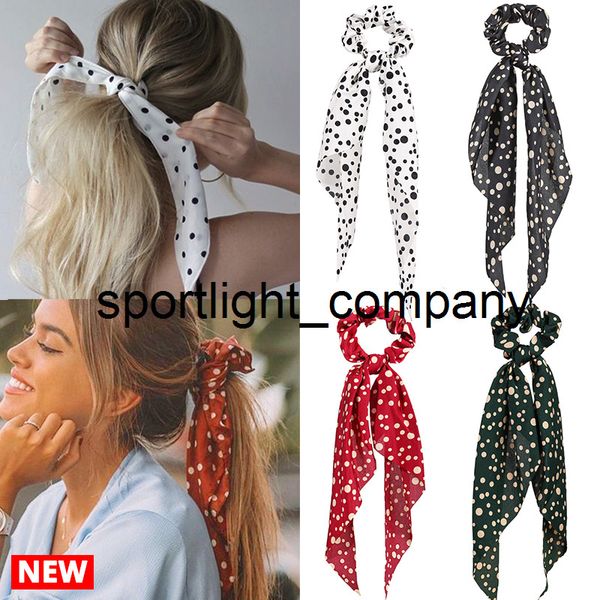 

4 color fashion scarf hair tie scrunchies for women white black red solid long hair ribbon elastic hairbands hair accessories, Slivery;white
