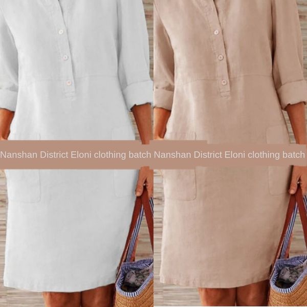 

zjhfk 2020 хлопок с длинным рукавом dressand длиной 2020 и белье dresscotton льняное платье рукав платья yzfm3, Black;gray