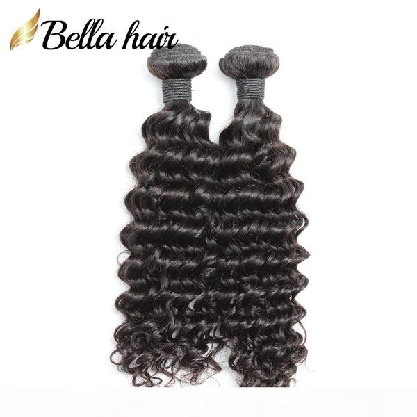 

unprocessed human virgin hair bundles 10"-28" indian hair extensions double weft natural color deep wave bella hair, Black