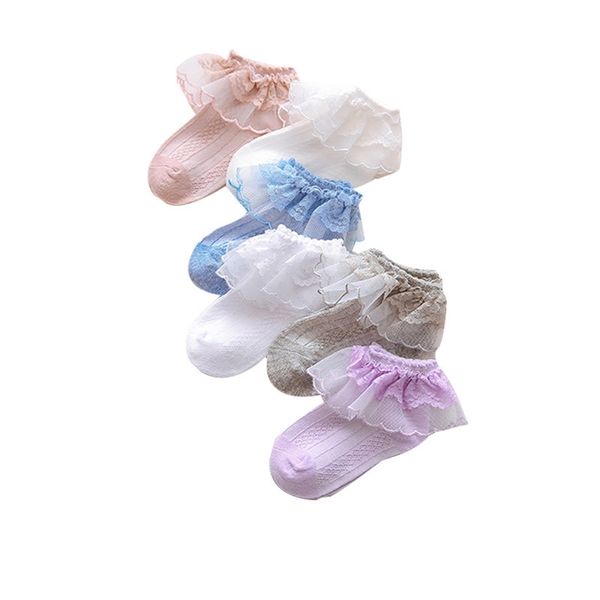 

0-2 years old newborn children's socks cotton lace princess lace boat socks girls baby mesh socks y201009, Pink;yellow