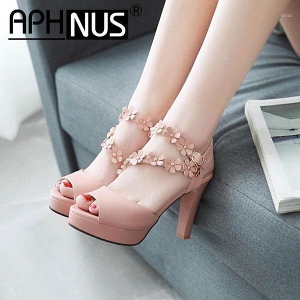 

aphnus womens sandals platforms mid high heels flowers beading pumps woman ruffles 2020 shoes for women new1, Black