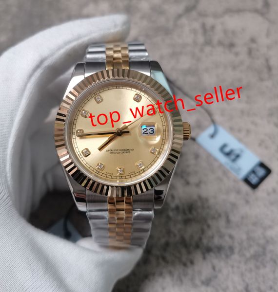 

lastest u1 factory mens luxury watch 41mm 126333 116234 126300 gold dial stainless steel strap asian 2813 men wristwatch, Slivery;brown