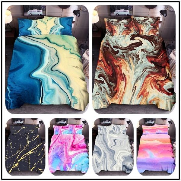 

1314 selling bedding color marbling quilt cover pillow case no sheet set bedding set  home bed king size1
