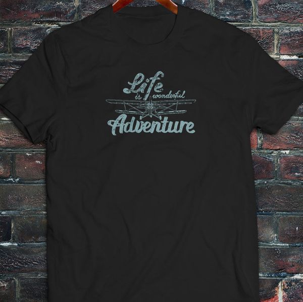 

sport 2019 new casual cool tee shirt airplane life an adventure flying pilot travel mens black t-shirt t-shirt