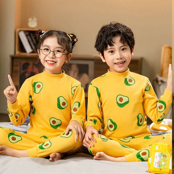 

and cotton thermal women's underwear middle men's collar children's pajamas cloth autumn pants two piece set dp6e, Blue;red