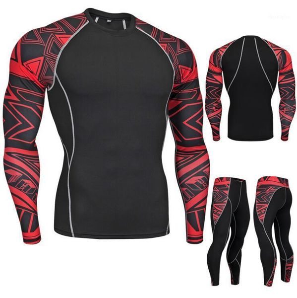 

running sets 2021 sport anzug manner langarm lauf quick dry basketball gym jogging kompression yoga fitness set kleidung1, Black;blue
